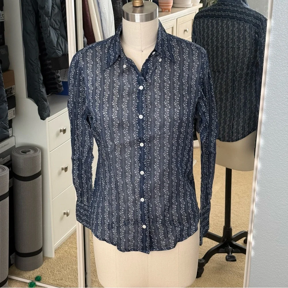 J. Crew Navy White Shirt Size: 0